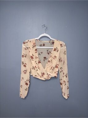 Garage • Pink Floral Cropped Wrap Blouse